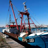 The Cornelis-Gert Jan scallop dredger detained at Le Havre today. Picture: Sameer Al-Doumy/AFP/Getty Images