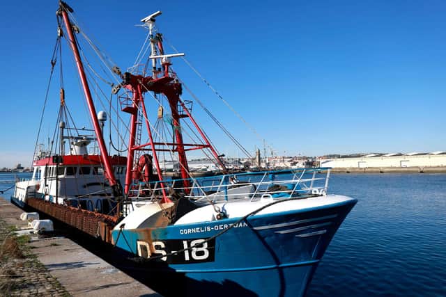 The Cornelis-Gert Jan scallop dredger detained at Le Havre today. Picture: Sameer Al-Doumy/AFP/Getty Images