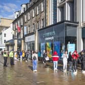 People queue outside the Primark store on Princes Street in Edinburgh, following its reopening during the summer. Picture: Jane Barlow/PA Wire