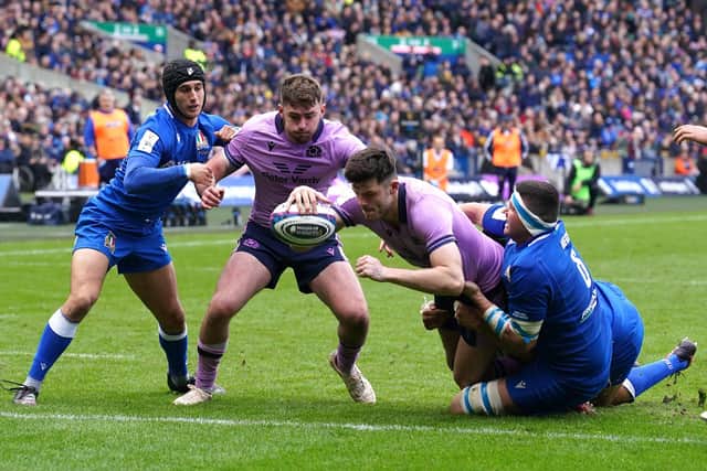 Blair Kinghorn showed great strength to score his second try. (Picture: Andrew Milligan/PA Images)