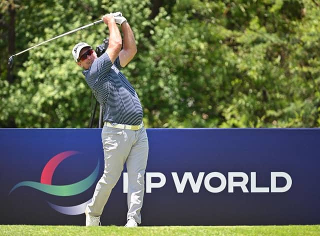 Ryan Fox tees off on the eighth hole in the first round of the Nedbank Golf Challenge at Gary Player CC in Sun City, South Africa. Picture: Stuart Franklin/Getty Images.