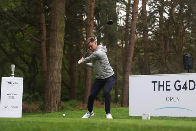 Kipp Popert of Wildernese tees off at the first on day one of The G4D Open on the Duchess course at Woburn Golf Club. Picture: Matthew Lewis/R&A/R&A via Getty Images.