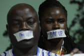 Activists demanding that rich countries pay up for climate finance for developing countries of the Global South protest at COP29 (Picture: Sean Gallup/Getty Images)