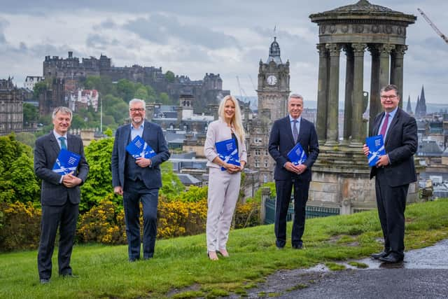 L to R: Scottish Government minister for business, trade, tourism and enterprise Ivan McKee, SFE chief executive Sandy Begbie, SFE Young Professionals chair Milly Dent, SFE deputy chair John McGuigan, UK government minister for Scotland Iain Stewart. Picture: Chris Watt