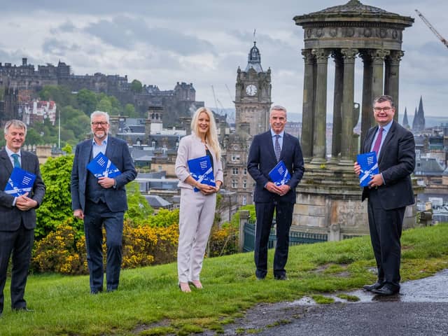 L to R: Scottish Government minister for business, trade, tourism and enterprise Ivan McKee, SFE chief executive Sandy Begbie, SFE Young Professionals chair Milly Dent, SFE deputy chair John McGuigan, UK government minister for Scotland Iain Stewart. Picture: Chris Watt