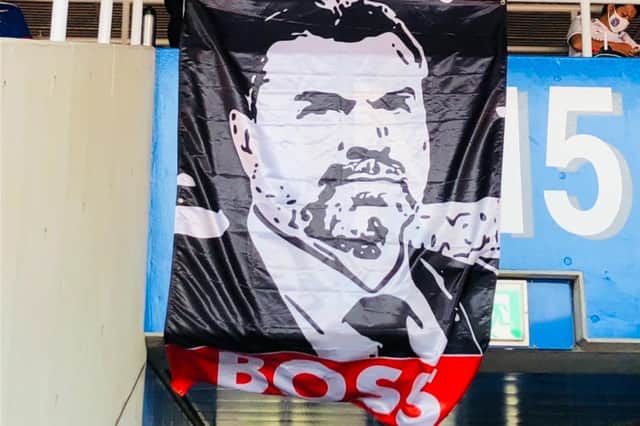 The image of Ange Postecoglou unveiled by Yokohama F. Marinos fans at the weekend.