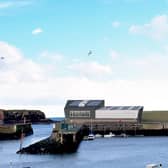 An image of how the operations and maintenance base at Eyemouth Harbour should look when completed.