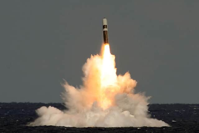 A unarmed Trident II (D5) ballistic missile is fired from HMS Vigilant