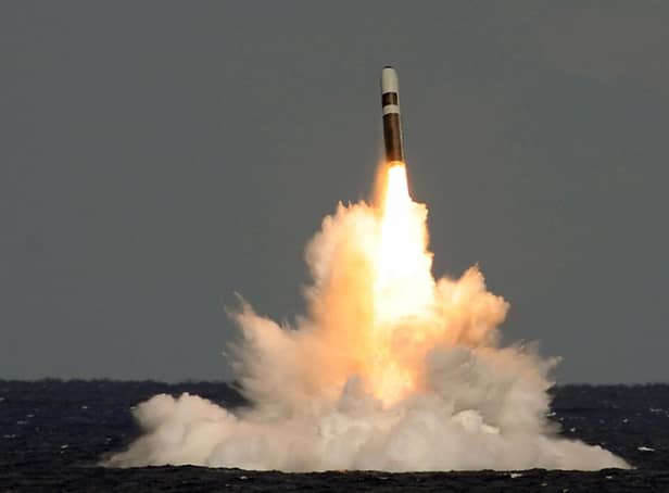 A unarmed Trident II (D5) ballistic missile is fired from HMS Vigilant