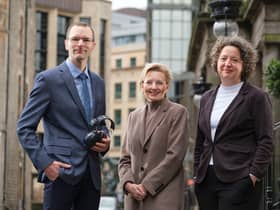 Niki McKenzie, joint managing director at Archangels (centre) with Dr Claudia Freigang and Dr Colin Horne, the founders of Hearing Diagnostics. Picture: Mike Wilkinson