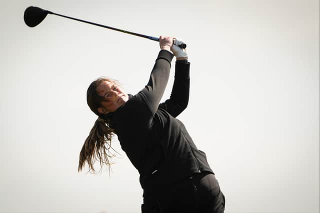 Milngavie's Lorna McClymont in action in the Helen Holm Scottish Women's Open at Troon Portland. Picture: Scottish Golf.