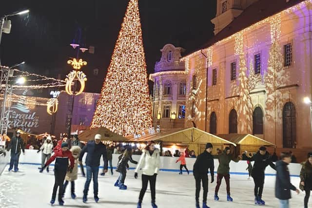The ice rink at Sibiu Christmas Market.