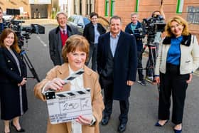 Susan Boyle with the cast of River City. Picture: Alan Peebles