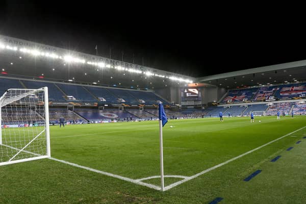 General view inside the stadium prior to the UEFA Europa League Group D stage match between Rangers and Lech Poznan at Ibrox Stadium. (Photo by Robert Perry - Pool/Getty Images)