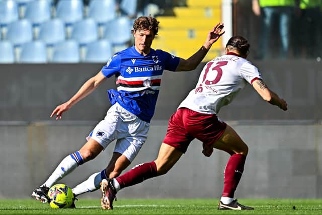 Rangers are reportedly close to signing Sam Lammers from Atalanta. The 6ft 3in striker is pictured (left) during his loan spell at Sampdoria last season. (Photo by Simone Arveda/Getty Images)