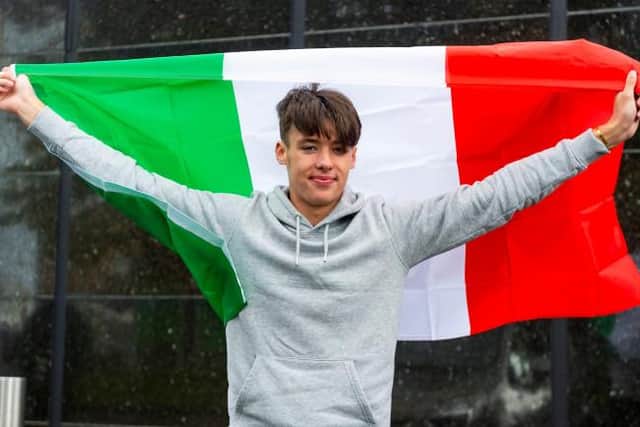 Hearts' Aaron Hickey is pictured as he departs for Italy ahead of a move to Bologna, at Glasgow Airport, on September 09, 2020, in Glasgow, Scotland (Photo by Mark Scates / SNS Group)