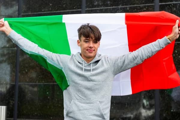 Hearts' Aaron Hickey is pictured as he departs for Italy ahead of a move to Bologna, at Glasgow Airport, on September 09, 2020, in Glasgow, Scotland (Photo by Mark Scates / SNS Group)