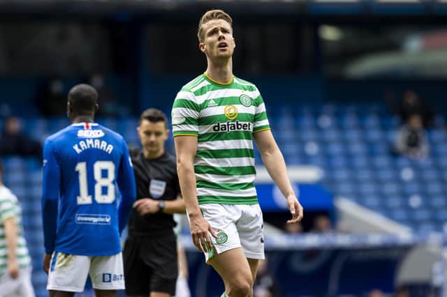 Celtic's Kris Ajer during a Scottish Premiership match between Rangers and Celtic at Ibrox Park, on May 02, 2021, in Glasgow, Scotland. (Photo by Alan Harvey / SNS Group)