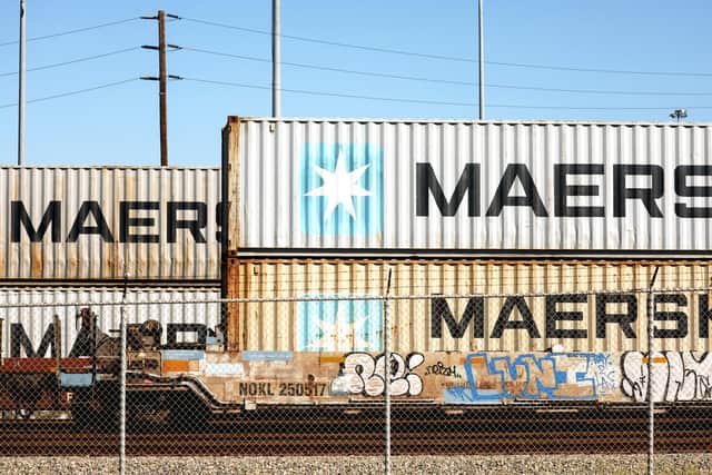 Maersk  hauls 17 percent of the planet’s shipping containers aboard its vessels. (Photo by Mario Tama/Getty Images)