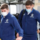 Rangers manager Steven Gerrard at Glasgow Airport ahead of the trip to Prague. (Photo by Craig Williamson / SNS Group)