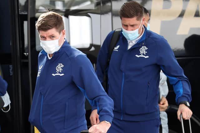 Rangers manager Steven Gerrard at Glasgow Airport ahead of the trip to Prague. (Photo by Craig Williamson / SNS Group)
