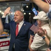 South Carolina Rep. Russell Fry celebrates his win over U.S. Rep. Tom Rice for his congressional seat in the Republican primary, at the 8th Avenue Tiki Bar in Myrtle Beach, S.C., Tuesday, June 14, 2022.(Jason Lee/The Sun News via AP)