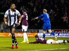 Jon Pbika scored a crucial goal the last time he faced Hearts. (Photo by Craig Williamson / SNS Group)