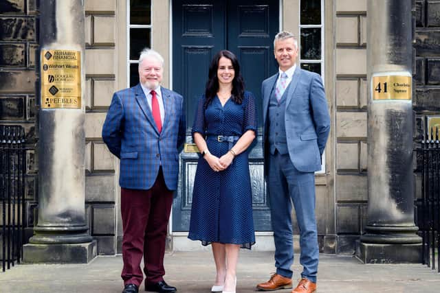 The three Edinburgh focused directors with chartered accountancy firm Douglas Home & Co. L-R: Alan Drummond, Sheryl Macaulay, Darren Thomson. Picture: Ian Georgeson Photography