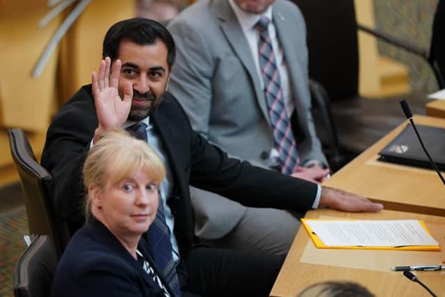 Humza Yousaf sits with his deputy first minister Shona Robison. Picture: Andrew Milligan/PA Wire