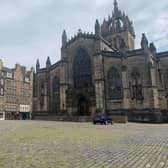 Green grass has shot up across the square at St Giles’ Cathedral
