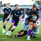 Glasgow Warriors' Kyle Steyn breaks clear during the win over Sharks.