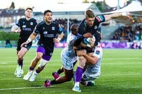 Glasgow Warriors' Kyle Steyn breaks clear during the win over Sharks.