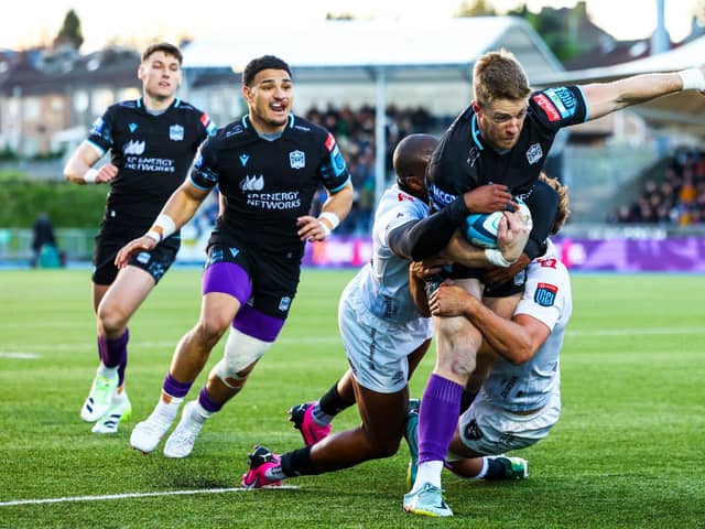 Glasgow Warriors' Kyle Steyn breaks clear during the win over Sharks.