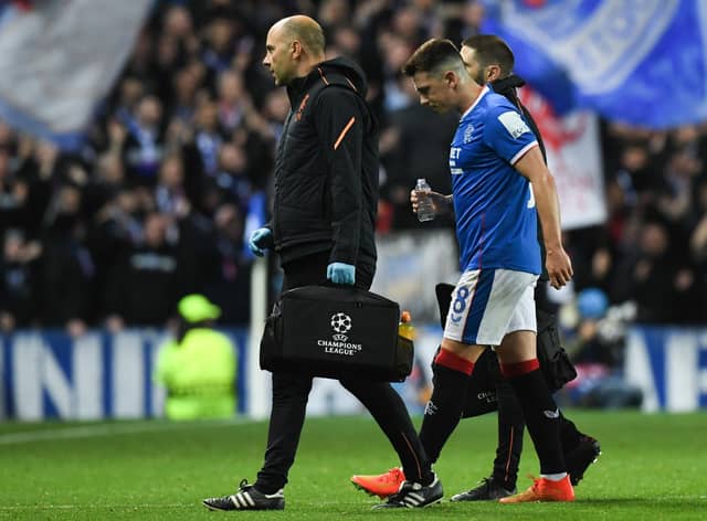 Rangers' Ryan Jack was injured during the Champions League defeat to Liverpool at Ibrox last month. (Photo by Craig Foy / SNS Group)