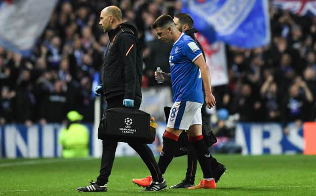 Rangers' Ryan Jack was injured during the Champions League defeat to Liverpool at Ibrox last month. (Photo by Craig Foy / SNS Group)