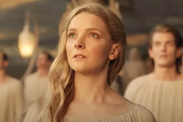 Morfydd Clark as Galadriel in The Lord of the Rings: The Rings of Power (Amazon Prime Video)
