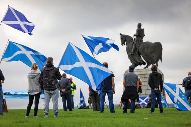 Supporters of Scottish independence gather at the site of the battle of Bannockburn for an 'All Under One Banner' event. Picture: Jeff J Mitchell/Getty Images