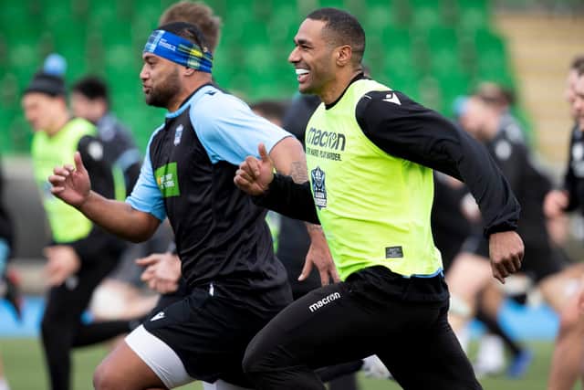 Ratu Tagive during a Glasgow Warriors training session at Scotstoun Stadium, on February 15, 2022.