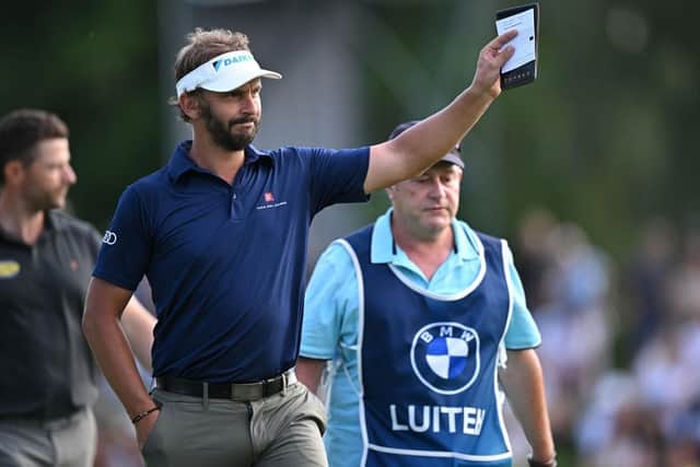 Joost Luiten acknowledges the fans after moving into a three-shot lead in the BMW International Open at Golfclub Munchen Eichenried. Picture: Stuart Franklin/Getty Images.