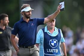 Joost Luiten acknowledges the fans after moving into a three-shot lead in the BMW International Open at Golfclub Munchen Eichenried. Picture: Stuart Franklin/Getty Images.