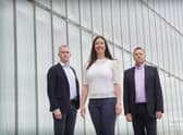 Andrew Durkie of Eos, and Yvonne Davies and Richard Hammond of Penrhos Bio. Picture: Stewart Attwood