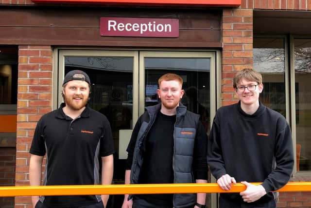 PhD student Richie with apprentices Brandon and Blair