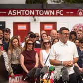 Andy Burnham's victory rally at Ashton Town FC after being elected as Makerfield MP