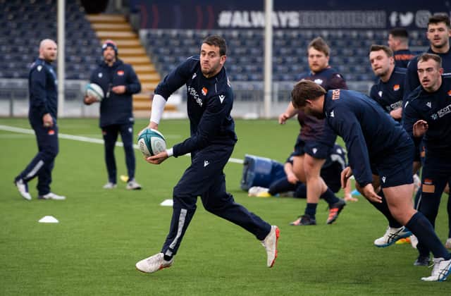 Emiliano Boffelli during a Edinburgh Rugby training session at the DAM Health Stadium.