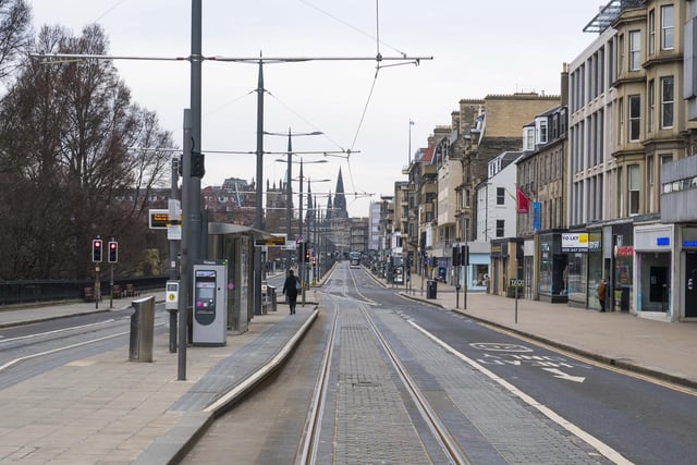 Edinburgh's central thoroughfare, Princes Street, was deserted today. Picture: Mark Scates / SNS Group