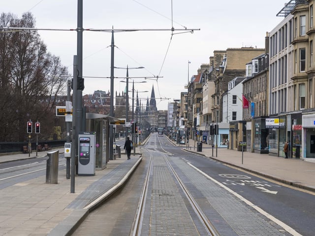 Edinburgh's central thoroughfare, Princes Street, was deserted today. Picture: Mark Scates / SNS Group