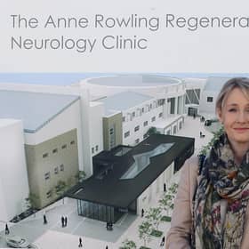 J.K. Rowling buries a time capsule to mark the start of building work at the Anne Rowing Regenerative Neurology Clinic, following her £10 million donation. Picture: Jeff J Mitchell/Getty Images