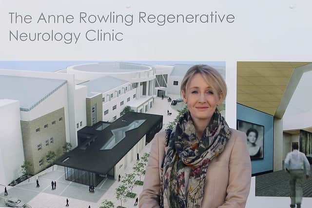 J.K. Rowling buries a time capsule to mark the start of building work at the Anne Rowing Regenerative Neurology Clinic, following her £10 million donation. Picture: Jeff J Mitchell/Getty Images