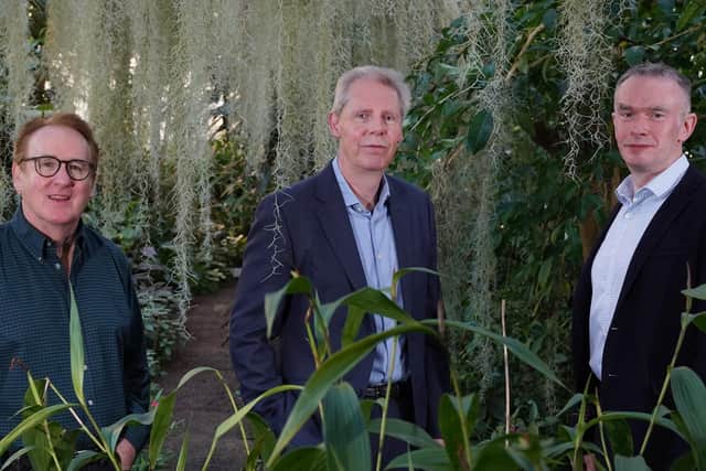 David McElroy, CEO; Gary Loake, founder and chief science officer; Andrew Durkie, partner at Eos. Picture: Stewart Attwood