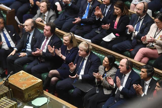 Photographs from the President of Ukraine, Volodymyr Zelenskyy’s address to the House of Commons Chamber via video link.